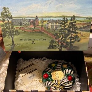 MacKenzie-Childs Festive Ornament with Gold and Red Accents